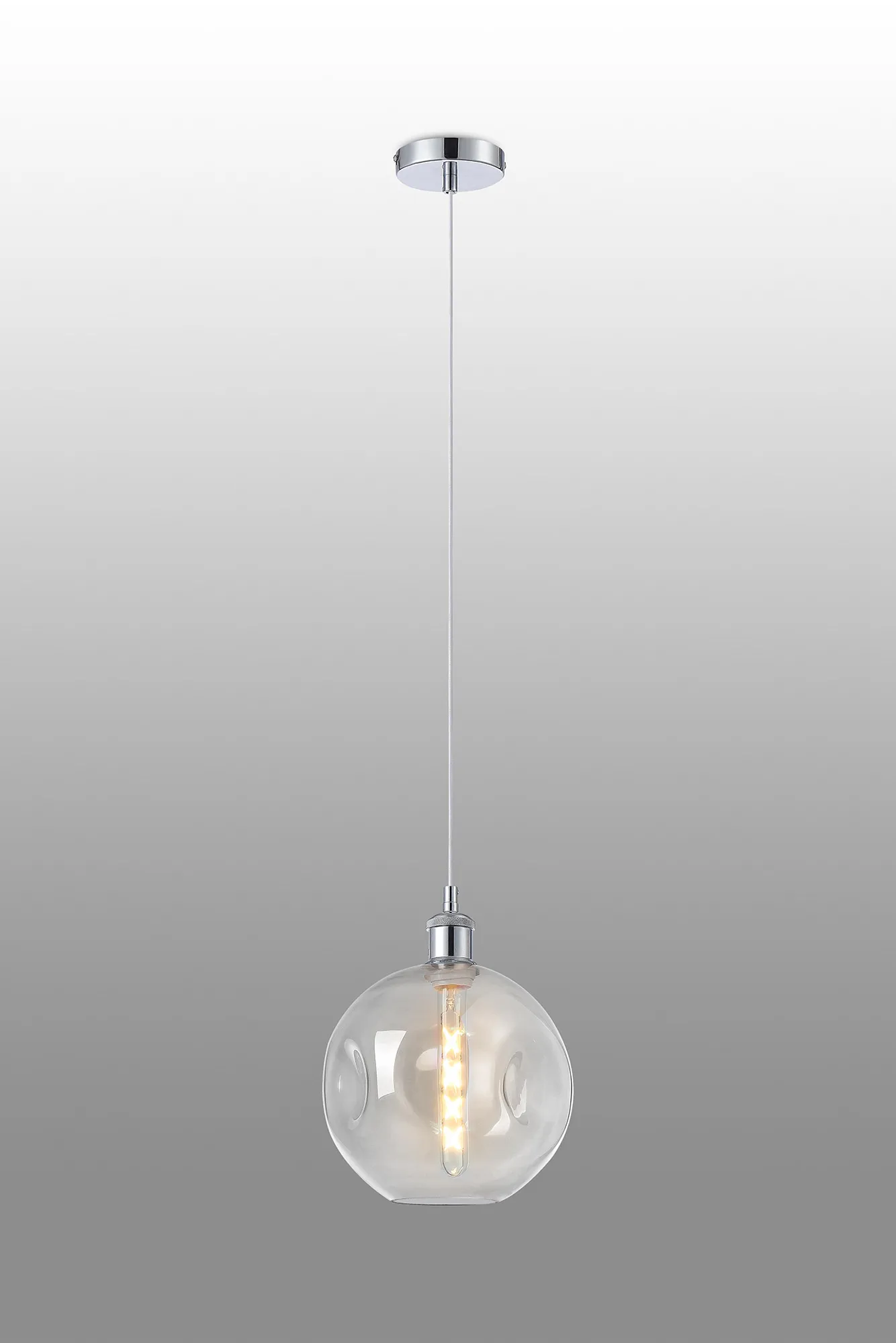 Cawdor Single Pendant, 1 Light E27, Polished Chrome/White/Clear Dimple Glass DK1136  Deco Cawdor